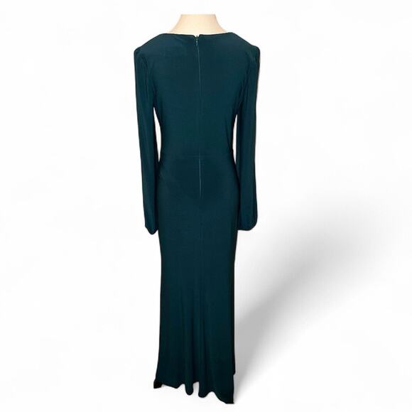 Betsy & Adam Hadley Floor Length Stretch Knit Gown Dress Forest Green Size 4 - Picture 6 of 16